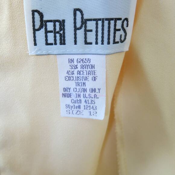 VINTAGE PERI PETITES Dress/Jacket Size 12 Short Sleeve Embroidered Yellow Summer - Picture 11 of 13